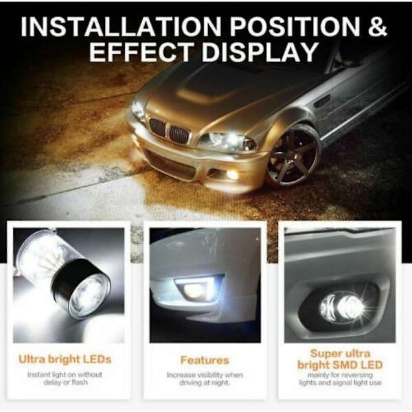 2x H8 / h11 LED-sumuvalot Auton Päiväajovalot Valkoiset Lamput 100w Sarja.