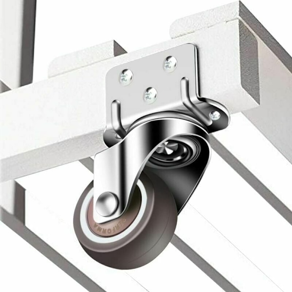 4 kpl pyöriviä pyöriä 50 mm, 100 kg huonekalupyörät, L-muotoinen huonekalupyörä jarrulla 360° kierto, sisä- ja ulkokäyttöön (2 pyörää jarrulla)
