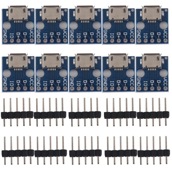 10 stk mini USB til DIP-grensesnitt sete 5V strømomformer