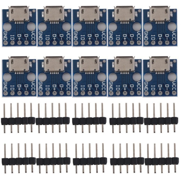 10 stk mini USB til DIP-grensesnitt sete 5V strømomformer