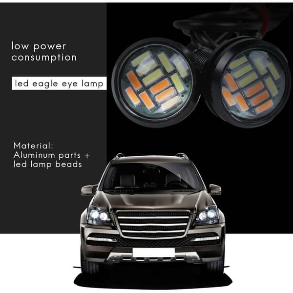 2 Farver 12V 23Mm Dobbelt Switchback 4014 12 LED Drl Eagle Eye Dagkørelys