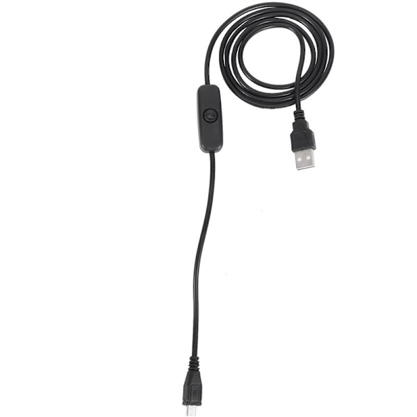 Micro-USB-kabel med på/av-knapp för Raspberry Pi och telefonladdning