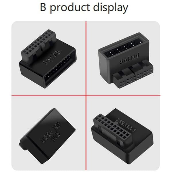 2PCS PH19B Datamaskin Hovedkort Header USB3.0 19/20P Socket 90 Graders Konverter Stasjonær Hovedkort Adapter