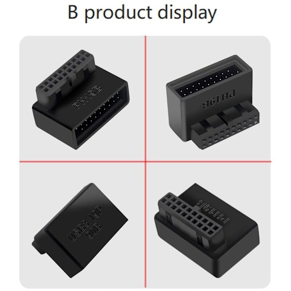 2PCS PH19B Tietokoneen emolevyn liitin USB3.0 19/20P Liitäntä 90 asteen muuntaja Työpöydän emolevyn sovitin