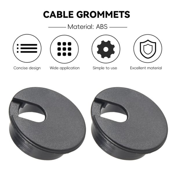 10X 35mm Kabelgennemføring Ledningsdåse til Bord Sort