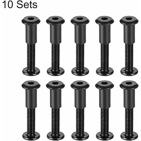 10 stk 8 mm hulldiameter M6 x 35 mm mannlige beltespennefestebolter lær karbonstål svart