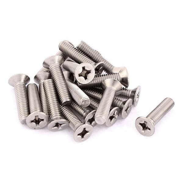 M6x18mm Phillips maskinskruer 304 rustfritt stål sølv 10 stk