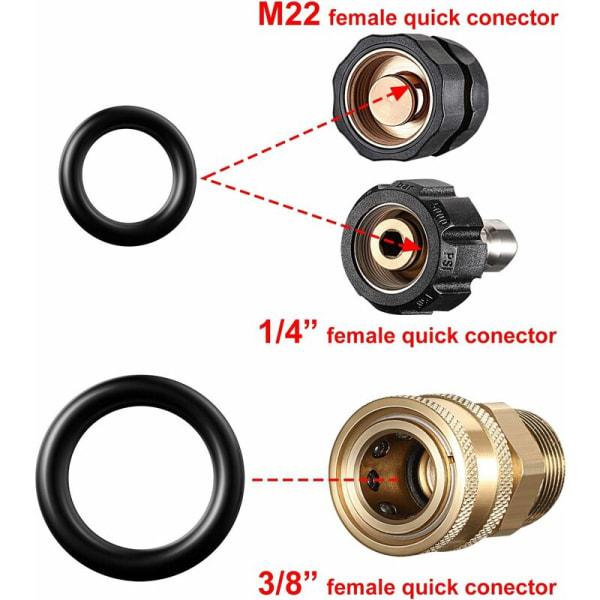50 stk. trykvaske O-ringe til udskiftning til 1/4 tomme, 3/8 tomme, M22 hurtigkobling (O-ring, 50 stk.)