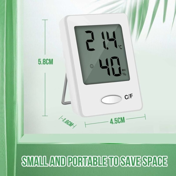 2 stk LCD-termometer hygrometer innendørs digital temperatur fuktighet høy presisjon bærbar (hvit)-