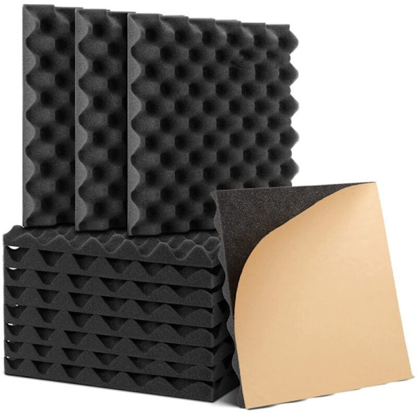 12-pack självhäftande ljudisoleringsskumplattor, ljudisoleringspaneler med hög densitet - 1X12X12 tum