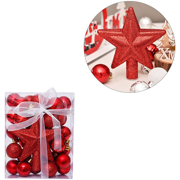 30 st/set Glittrande julgranskulor Färgglada kulor Julgransdekorationer Julgransstjärna Dekortillbehör D