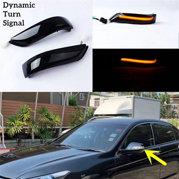 2X Bil Rök Svart Dynamisk LED Blinkers Sidospegel Indikatorljus Lampa för Accord 08-13 RL 06-09