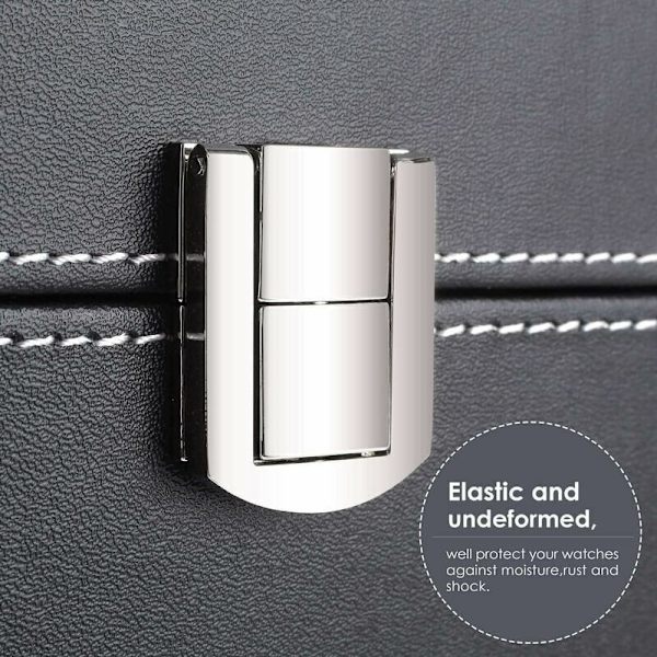 Klocklåda, smyckeskrin 30 x11 x 8cm, presentförpackning, klockfodral, 6 kuddar, enordslås grått sammetsfoder 6-bitars klocklåda