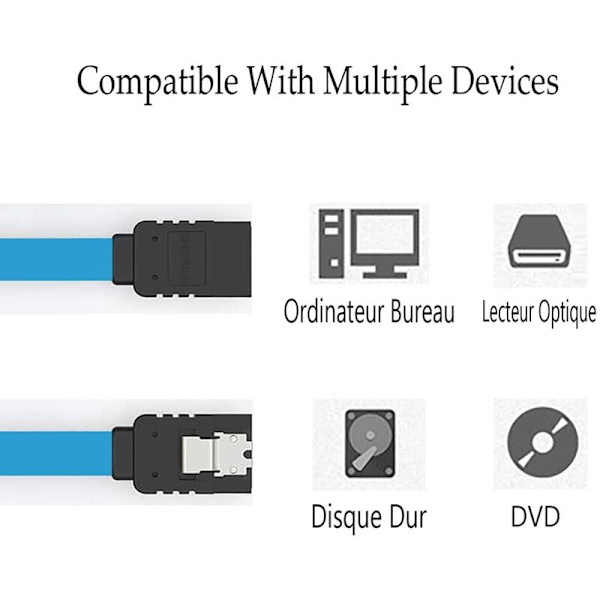 40cm SATA-datakabel 6,0 Gbps blå ändar Plug in Serial SATA-hårddiskkabel SATA 3.0 SSD-datakabel