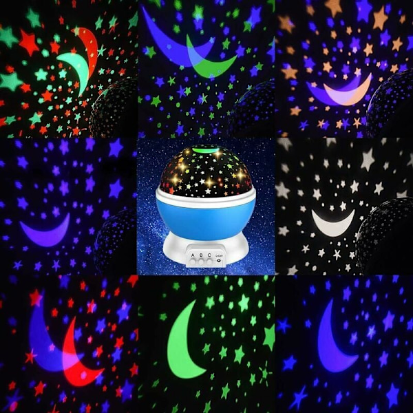 Stjerneprojektor for barn, roterer 360 grader, 4 LED skrivebordslampe 17 farger som skifter med USB-kabel, unike gaver til barnerommet og babyrommet