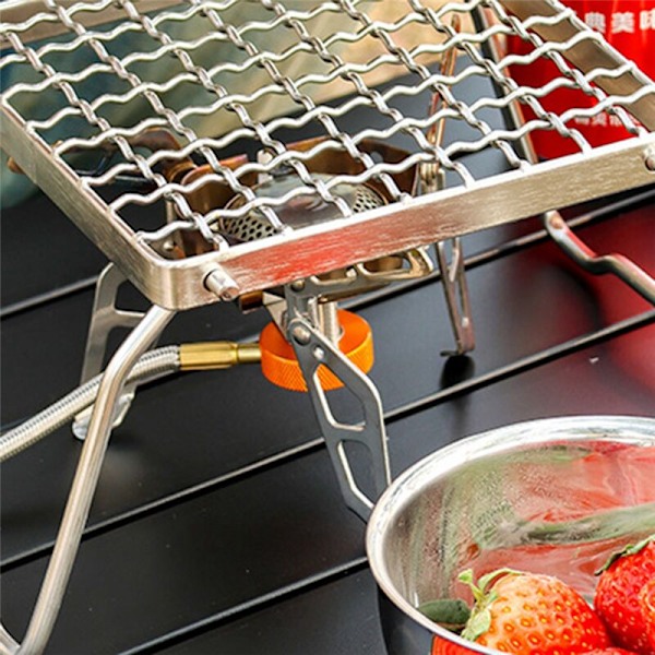 3Pcs Stainless Steel Exterior Stove Head Stand Portable Folding Barbecue Rack Set Pot Rack Grill Grill Grill Net