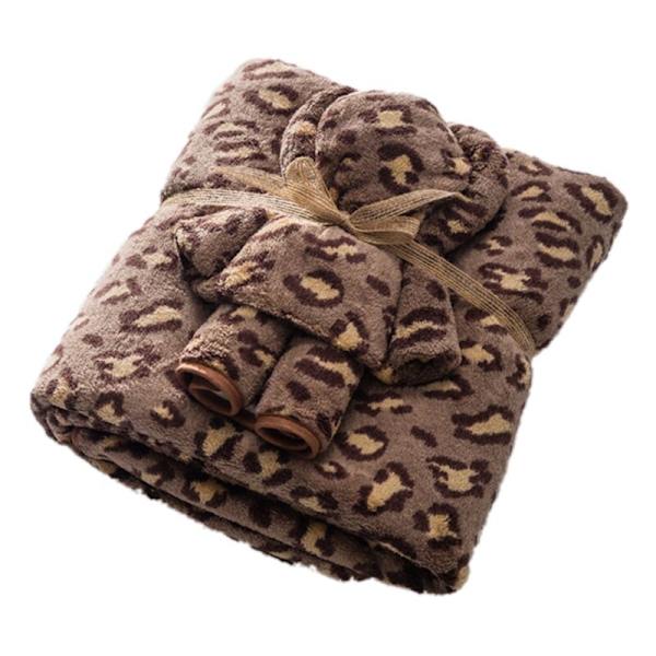 Mikrofiber Leopard Badhandduk Snabbtorkande Handduksset Mjuk Björnsform Julgåva Gymhandduk Vattenabsorption Sexig Brun