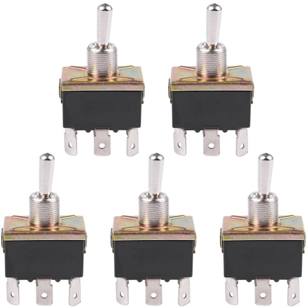 5X AC 250V/10A 125V/15 DPDT 3-läges ON/OFF/ON 6-stifts Vändströmbrytare Svart + Silver