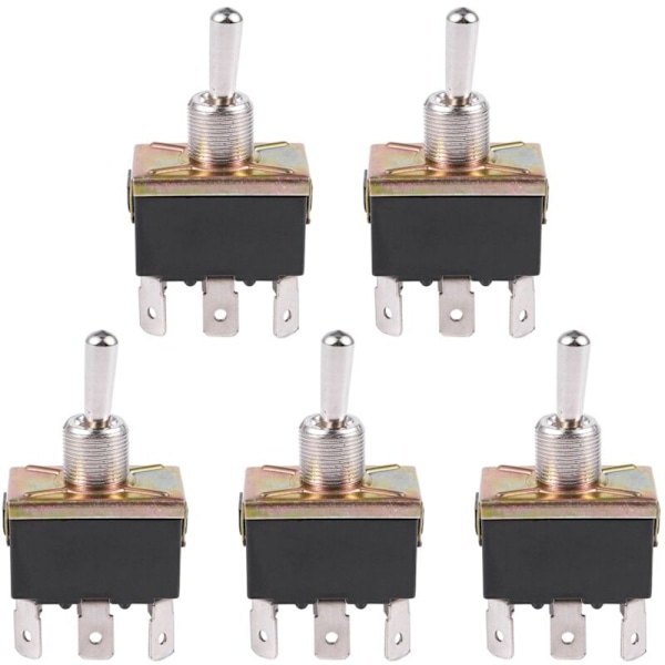 5X AC 250V/10A 125V/15 DPDT 3 Position ON/OFF/ON 6 Pin Toggle Switch Sort + Sølv