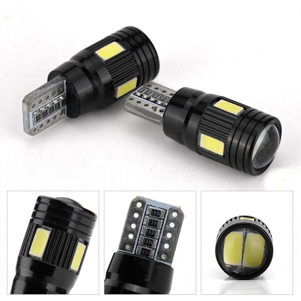 2 st T10 Canbus LED-billampor för bil 12V Felkodfri 5730 6Smd W5W 168 194 Lins 6000K