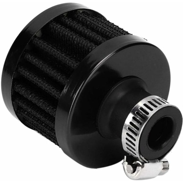 Autoluftfilter, 12 mm avluftningsfilter, 12 mm/0,8 tum innerdiameter Mini luftintagsfilter vevhusventilationsavluftning universellt biltillbehör (svart)