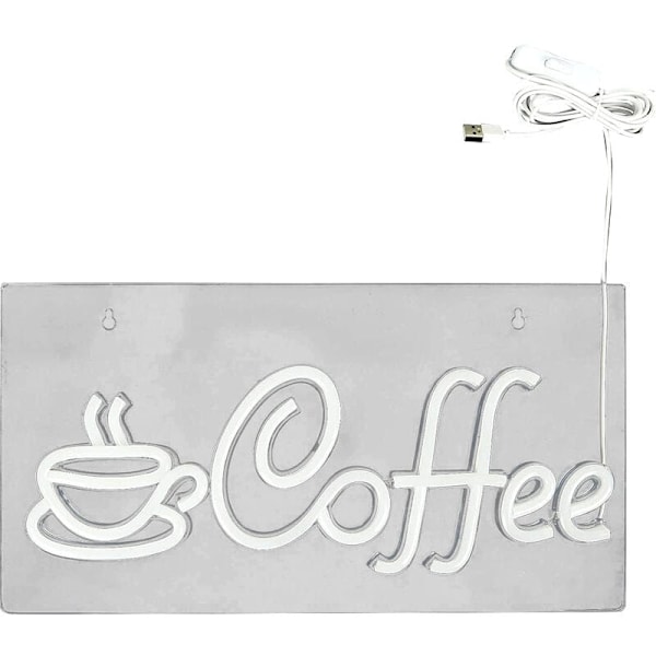 Caféskylt, USB-driven Caféskylt med Metallkedja, LED Caféskyltar för Väggdekoration, Café, Restaurang