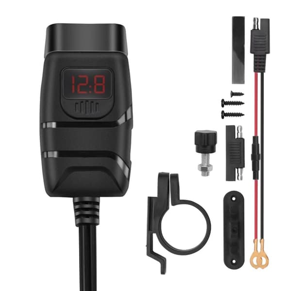 Vanntett dobbel USB 12V styreladning 3.0 lader med voltmeter USB laderadapter