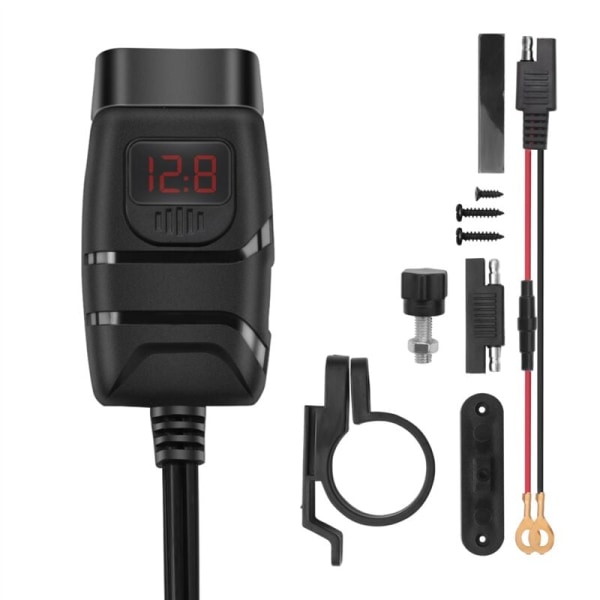 Vattentät Dual USB 12V Styrladdare 3.0 Laddare med Voltmeter USB Laddningsadapter