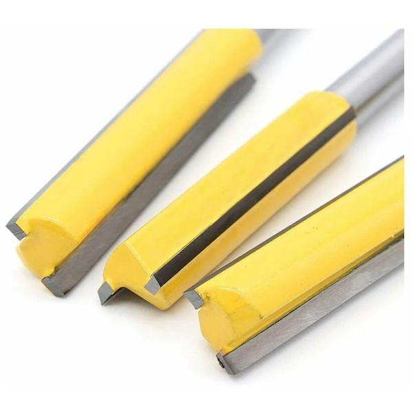 3 stk. 8 mm skaft ekstra lange fræsere, træbearbejdningsfræser ekstra lang lige endefræser 8 mm 1/2\" 50 mm, 8 mm 1/2\" 63 mm, 8 mm 1/2\" 76 mm