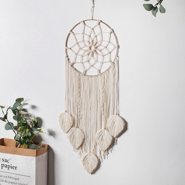 Macrame Drömfångare Stor Handgjord Boho Väggdekoration med Fransar för Sovrum Vardagsrum Dekoration Present