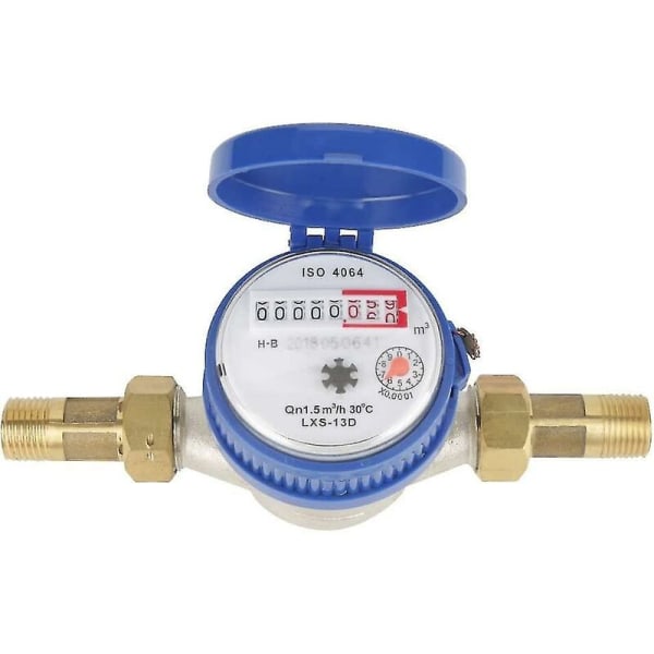 15mm 1/2'' Koldt Vands Meter Vilkårlig Rotation Funktion Vandmåler med Fittings til Have Hjem