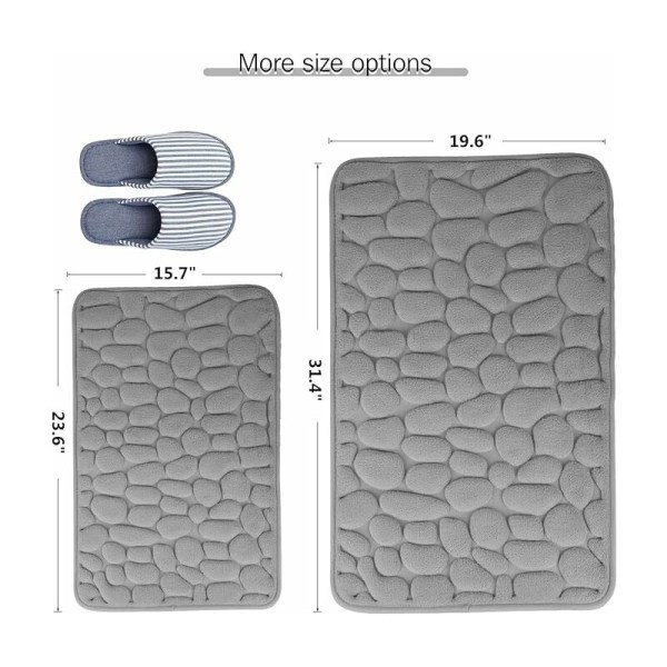 Memory Foam Bath Mat Non-Slip Bath Mat High Quality Absorbent Bath Mat Machine Washable (Grey)