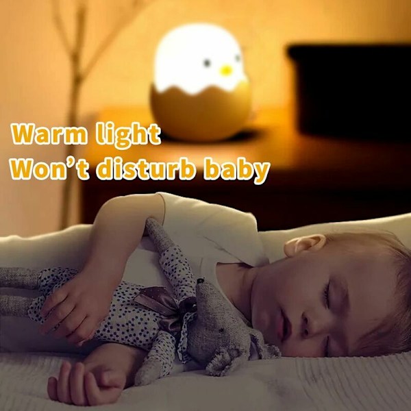 Børnenatlys, Baby Natlys, Genopladeligt Børnenatlys, Kylling Natlys, Bærbar Silikon Berøringsnatlys Lampe (A-varm c
