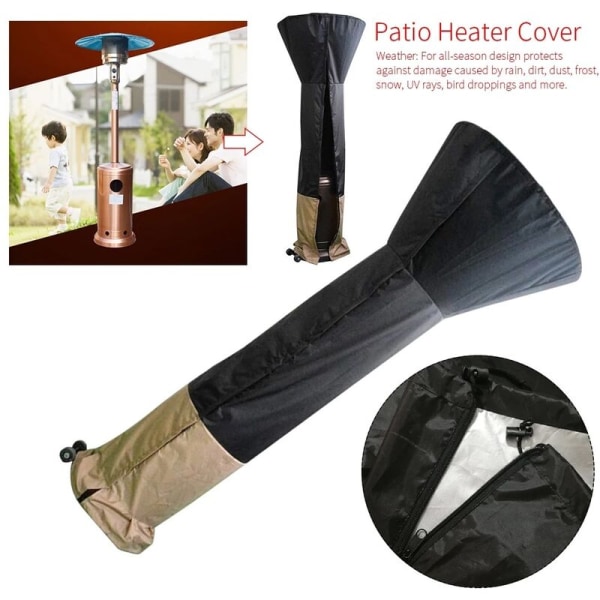 221X85X48CM Patio Heater Cover 210D Oxford Cloth Vattentät Standup Utomhus Rund Värmare Överdrag Kaffe+Svart