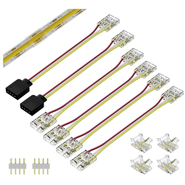 10mm-kontakter for 3-pinners COB-lys loddeterminal utvidelsestilkoblingssett