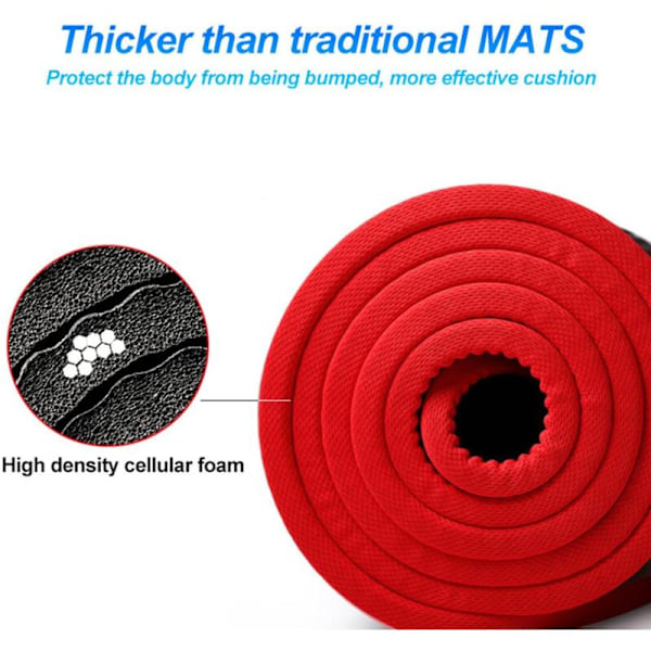 Yogamatte, TPE Yogamatte, Treningsmatte, Treningsmatte, Treningsmatte, Sklisikker, Treningsmatte for Naturlig Gummi, Yoga, Pilates, Trening med Yogatørkle