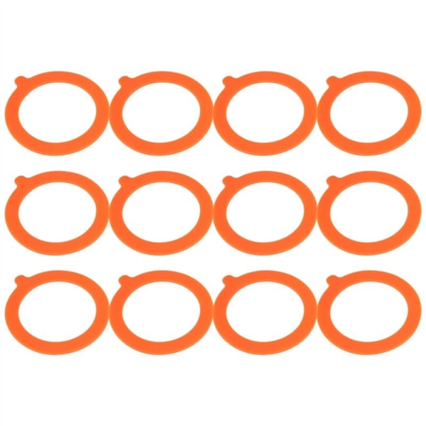 12-pack silikonersättningsringar, lufttäta gummipackningsringar för Mason Jar-lock, läckagesäker konserveringssilikon, orange