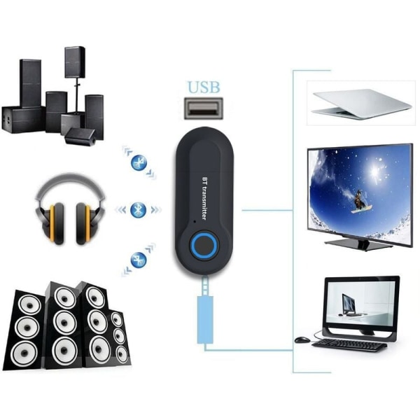Bluetooth Adapter 5.0 Audio Bluetooth-sendermottaker for PC/Tv/Bil 3,5 Mm Aux Music Rx Sender Adapter