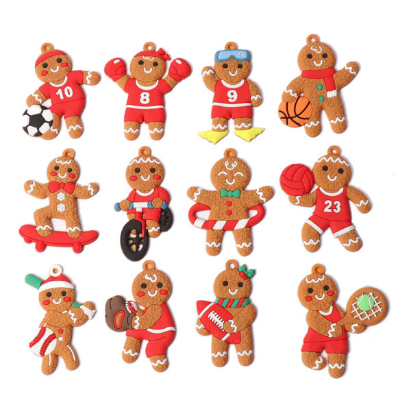 Pepparkaksgubbe Julgransdekoration, 12 st Pepparkaksgubbe Julgransdekoration, Pepparkaksgubbe Julgransdekoration med Snodd för Jul