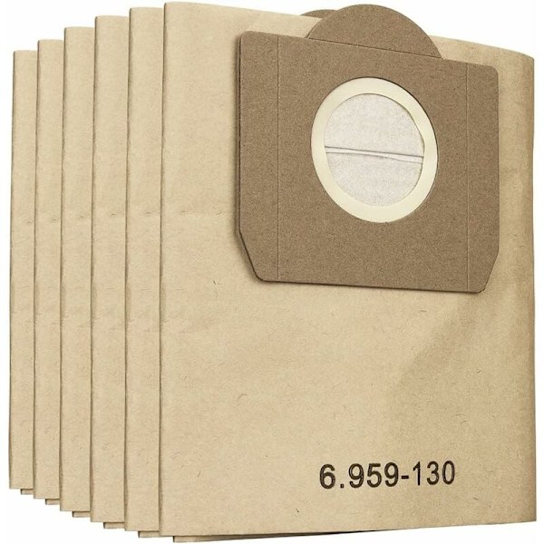 6-pack pappersfilterpåsar för Karcher WD3 våt- och torrdammsugare och SE 4001 mattvätt, reservdel 6.959-130.0