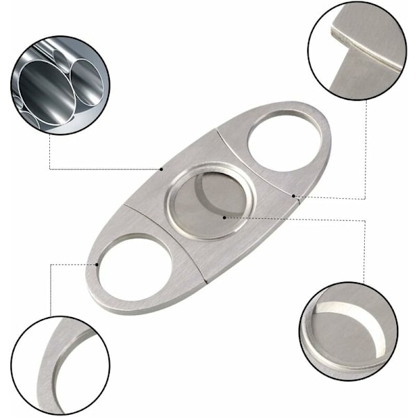 Sølv Rustfrit Stål Cigar Cutter, Cigar Cutter, Cigar Cutter, Dobbelt Bladsaks