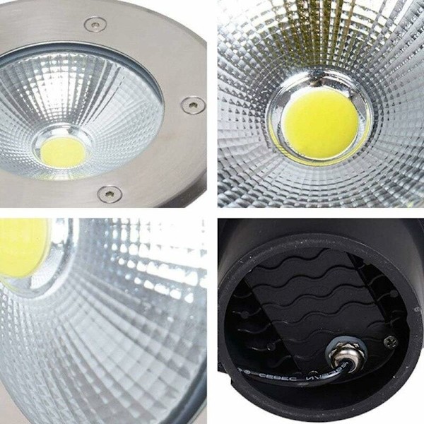 15W LED Rund Utomhus Recessbelysning Begravd Rostfri Rostfritt Stål Underjordisk Ljus Vattentät Härdat Glas Spotlight Trädgårdsgolv Brunnsbelysning