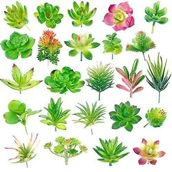 24 Pack Artificial Succulent Plants Miniature Garden Fake Cactus Floral DIY Home Fake Succulents Faux Plants Faux Succulents