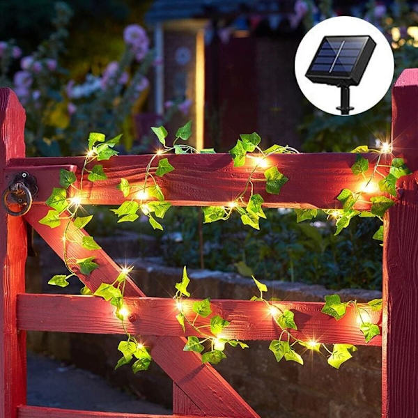 Solcellelys Lønneblad Lyslenke Vanntett Utendørs Girlander Jul Solcellelampe for Hagedekorasjon-2M 20LED