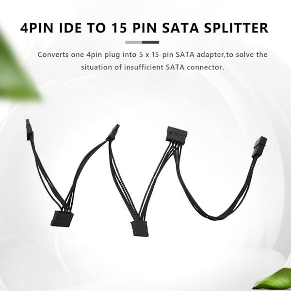 4-napainen IDE 1 - 5 SATA 15 -jakokaapeli kiintolevyn virtalähdettä varten DIY PC-palvelimeen 18AWG virta