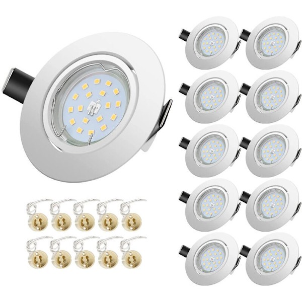 10 kpl:n LED-upotusvalaisin 5W GU10 - Kylmä valkoinen 6000K - Vastaava 50W halogeenilampulle - Himmennettävä sisätilojen upotettu kattovalaisin