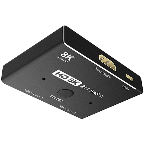 HDMI-kompatibel 2.1-switch splitter 8K KVM Ultra HD-switch 2 i 1 ut för bärbar dator 2 källor till 1 skärm
