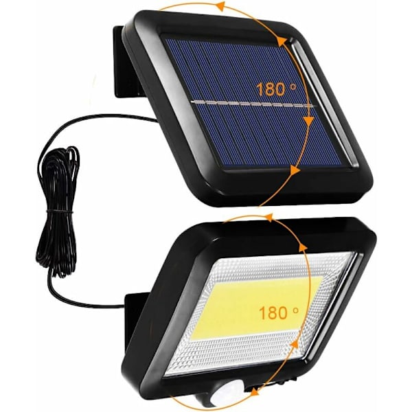 100 LED Solcellelys Udendørs - 3 Sensortilstande Sikkerhedslygter, IP65 Vandafvisende Super Lysstyrke Lys med 5 m Kabel Nem at Installere Udendørs Væglygte til