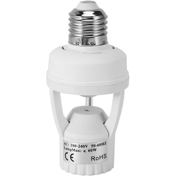 AC 110-220V 360 Graders PIR Menneskelig Infrarød IR Induktionsbevægelsessensor E27 Strømstikkontakt Stikbase LED Pære Lampeholder