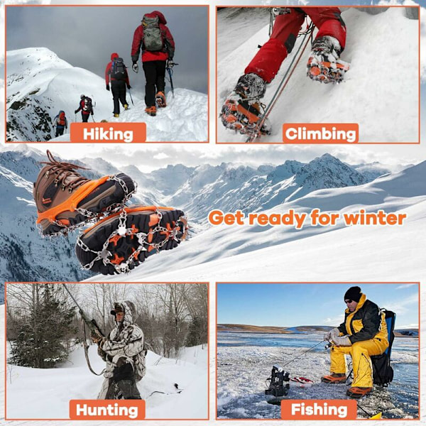 Gr Del ispigger, sko-klør med 19 rustfrie stålklosser, sko-klør, Gr Deln ispigger, for klatring, fjellklatring, trekking i høyde